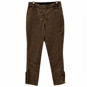 Vintage 2000s Y2K Et Vous Brown Plaid Cropped Tailored Trousers Pants Size 8